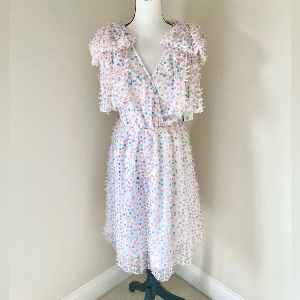 Halogen Pastel Polka Dot Ruffle Dress - Picture 5 of 12
